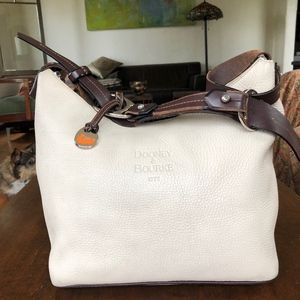 LARGE DOONEY & BOURKEPEBBLE LEATHER CREAM HOBO BAG